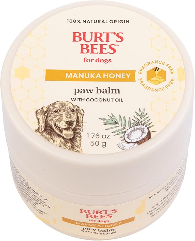 Burt’s Bees for Pets Paw Balm for Dogs with Manuka Honey and Coconut Oil, Soothes Dry Dog Paws, Naturally Derived Ingredients, 1.76 Oz