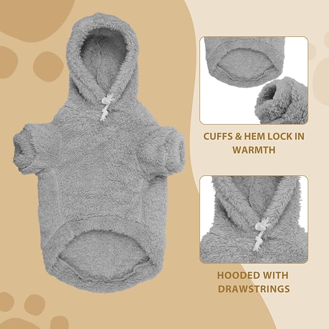 Stpiatue Dog Hoodie, Warm Soft Fleece Dog Coats Hooded Sweatshirt for Large Dogs, XX-Large, Grey