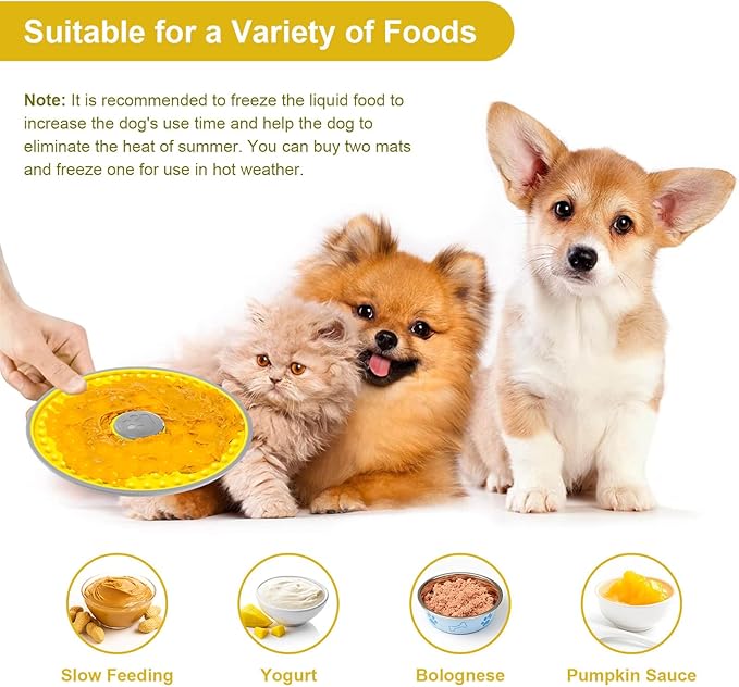 Dog Lick Mat, for Crate Training and Reducing Anxiety, Made of Natural Rubber, Promotes Healthy Feeding and Oral Hygiene