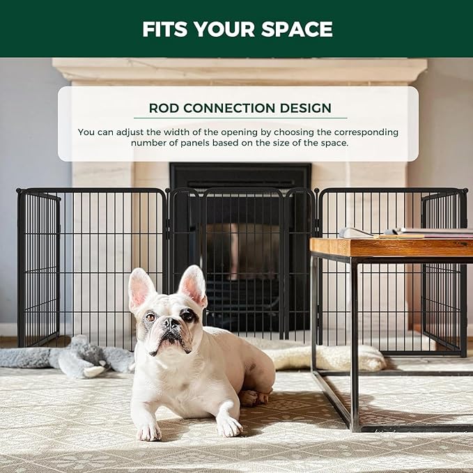 FXW Dog Gate Extra Wide Designed for Indoor Use, Adjustable Width Up to 83-inch Wide (32" H 3 Wire Panels for Small and Medium Dogs), Black