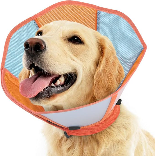 SUNFURA Dog Cones for Large Dogs, Soft Cone for Dogs to Stop Licking After Surgery, Adjustable Dog Cone Collar Alternative for Wound Healing, X-Large Orange Blue