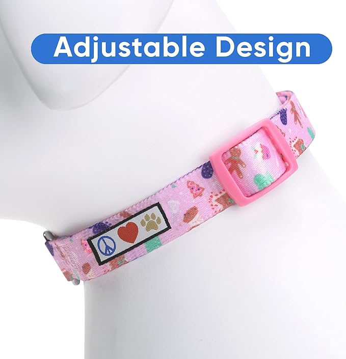 Pawtitas Soft Adjustable Puppy Collar Leash Harness Sold Separately Personalized Customizable Dog Collar Embroidered Customize Pet Name Phone Number Christmas Dog Collar Extra Small Christmas Cookies