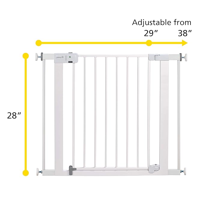 Safety 1st Easy Install Baby Gate for Doorways, Auto-Close Pressure-Mounted Magnetic Latch, Indoor Dog Gates, No Drilling, Fits 29"-38", White