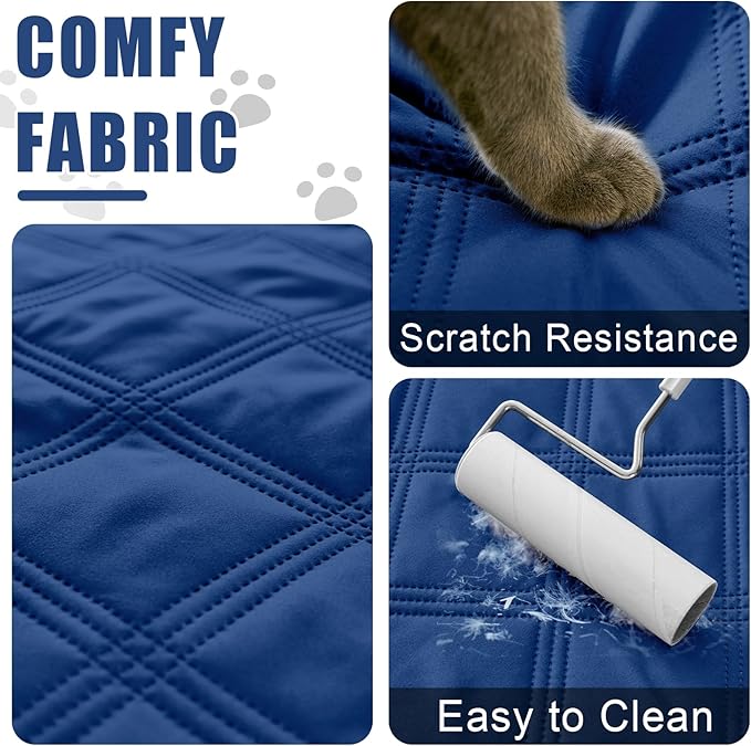 Smiry Waterproof Dog Bed Cover Blanket 82x102, Soft Reversible Pet Blanket, Washable Leakproof Cats Dogs Couch Cover for Sofa, Couch, Furniture, Lattice, Navy/Blue