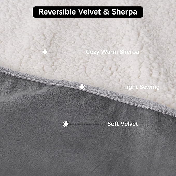 Waterproof Dog Blanket for Couch, Leak Proof Pet Blanket for Indoor Cats, Plush Sherpa Puppy Throw Furniture Protector for Sofa Bed(50"x60",XL,Darkgrey)