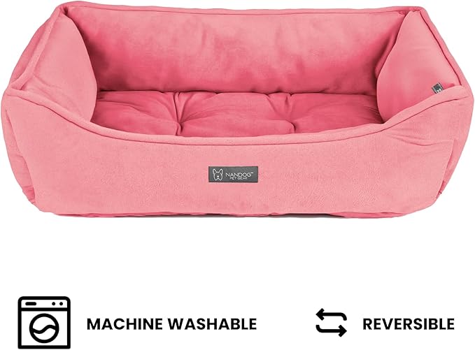 NANDOG Cloud Collection Cat and Dog Bed for Medium to Large Breeds (Pink Signature, Signature)