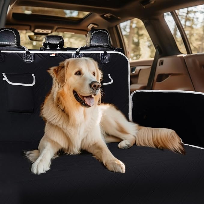 Toozey Dog Car Seat Cover for SUV, Sedan & Van, Waterproof & Tear-Resistant Dog Seat Cover for Backseat with Side Walls, Non-Slip Backing & Bumper Guard, Black Standard: 72.8"x40.6"