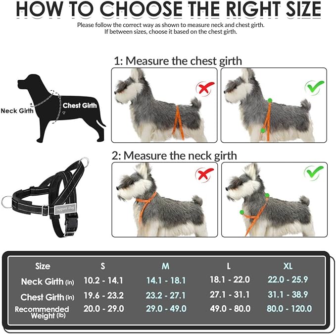 SlowTon No Pull Dog Harness - Heavy Duty Dog Harness and Leash Set for Medium Large Dogs, Reflective Tactical Harness with Soft Padded and Front Clip for Easy Walk and Training (Black M)