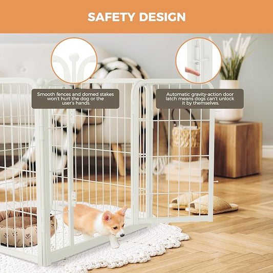 FXW Dog Gate Extra Wide Designed for Indoor Use, Adjustable Width Up to 92-inch Wide (24" H 4 Wire Panels for Puppies and Small Dogs), Black