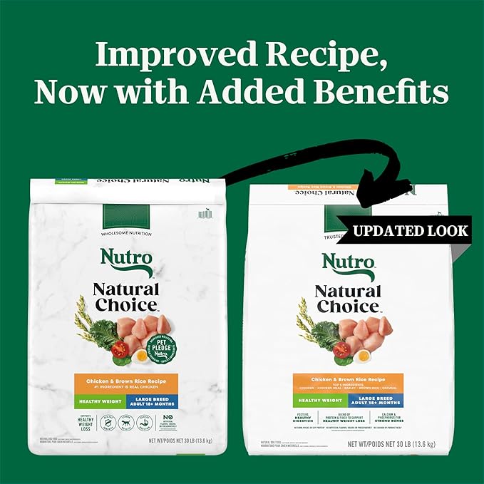 Nutro Natural Choice Chicken & Brown Rice Adult Large Breed Healthy Weight Dog Food Recipe, 30 lb. Bag