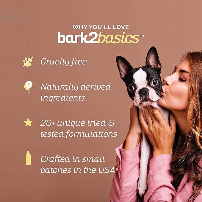 Bark2Basics Blueberry Greek Yogurt Shampoo, 16 oz - Protein Pet Shampoo, Natural Ingredients, Restores Moisture to Dry Coats, Soothes Dry Itchy Skin, 16:1 Concentrated, Professional