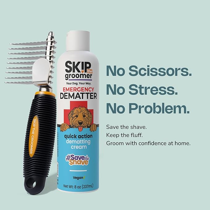 Rake Brush for dogs, Professional Dematting & Deshedding Brush with Long Smooth-Edged Teeth, Wide Spacing for Thick Coats, Comfort Grip Handle, Durable Stainless Steel Frame