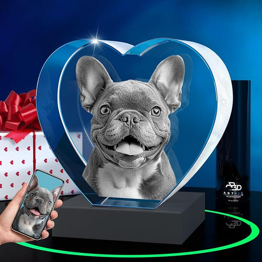 ArtPix 3D Crystal Photo, Christmas Personalized Gifts for Women, Wife, Her, Him, Men, Husband, Grandma, Great Xmas Customized Gift with Your Own Photo, Custom Glass 3D Laser Etched Picture Wedding