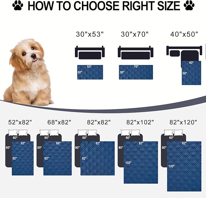 Smiry Waterproof Dog Blanket, 82x82 Inch Soft Pet Bed Cover Reversible, Washable Sofa Couch Furniture Protector for Small Medium Large Dog Puppy Cat, Geometric, Navy/Blue