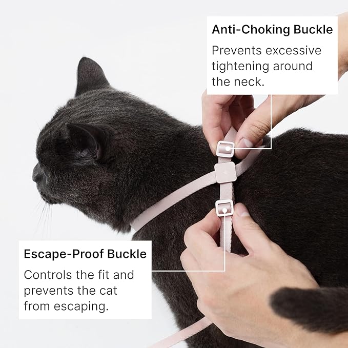 Cat Harness and Leash Set, Lightweight Escape Proof Cat Harness Leash with Padded Handle, Adjustable Cat Leash and Harness for Kitten Small Large Cats Walking Training (Linen, M)