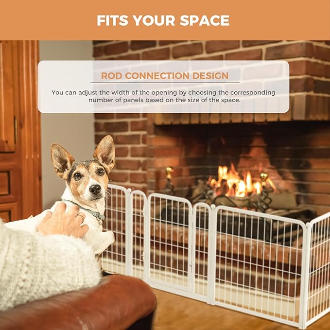 FXW Dog Gate Extra Wide Designed for Indoor Use, Adjustable Width Up to 69-inch Wide (24" H 3 Wire Panels for Puppies and Small Dogs), White