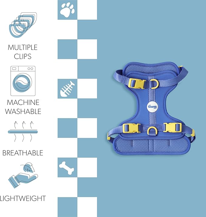 HNS1002C Arlo Medium Adjustable Soft Padded No Pull Pet Harness with 3 Buckles and 3 Leash Clips, Curaçao