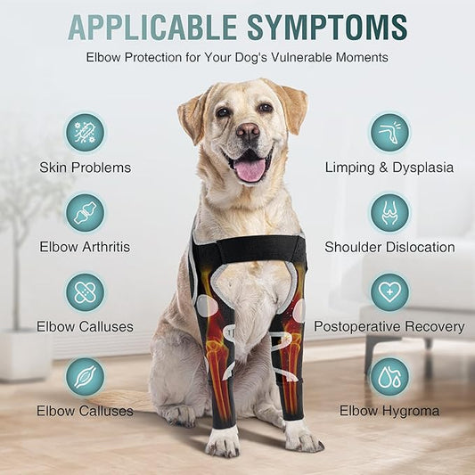 Dog Elbow & Dog Shoulder Brace to Stop Licking – Front Leg Brace for Dogs for Elbow Injuries & Post-Surgery Recovery, Breathable Dog Sleeves for Front Legs, Reflective – Both Legs, L