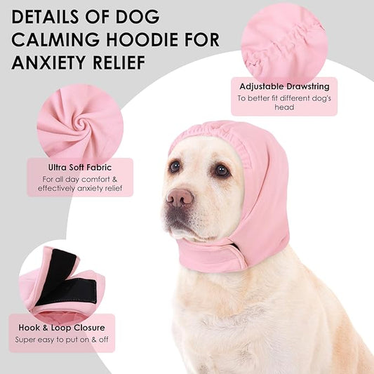 KOESON Dog Calming Hoodie, No Shake Ear Wrap for Dogs Hematoma, Anxiety Relief Dog Head Muffs for Noise Protection, Grooming, Drying, Fireworks & Thunder, Soft Neck Warmer & Ear Cover for Dogs & Cats
