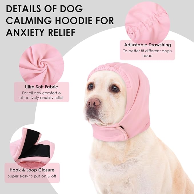KOESON Dog Calming Hoodie, No Shake Ear Wrap for Dogs Hematoma, Anxiety Relief Dog Head Muffs for Noise Protection, Grooming, Drying, Fireworks & Thunder, Soft Neck Warmer & Ear Cover for Dogs & Cats