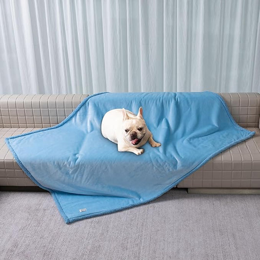 Waterproof Dog Bed Cover Pet Jacquard Blankets for Couch Reversible Pets Puppy Blankets Leakproof Sofa Couch Washable Cover Cat Doggie Blanket for Warm-Lake Blue,XXL