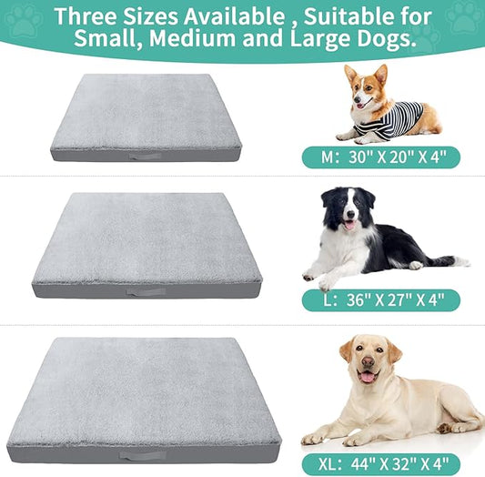 COSHNIBI Dog Bed Covers Replacement Washable,Waterproof Bed Covers Soft Plush Replacement with Zipper & Removable for Dog/Cat 36''Lx27''Wx4''H-Grey