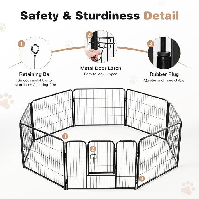 SMUG Heavy-Duty Iron Dog Playpen – 16 Panel 32” Durable, Rust-Resistant Pet Fence for Indoor & Outdoor Use, Secure & Spacious Pet Play Area for Dogs, Puppies & Small Animals