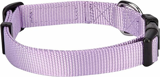Blueberry Pet Essentials Matching Dog Collar and Leash Set in Lavender, Adjustable Classic Solid Color Nylon Collar with 4 ft Leash for Large Dogs