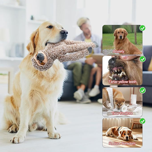 Shuse No Stuffing Dog Toys for Large Dogs, Squeaky Crinkle Interactive Dog Animals Toys, Plush Teething Toys to Keep Them Busy, Cute Funny Dogs Gifts for Small Medium Large Breed