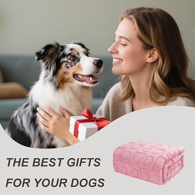 gogobunny Calming Plush Dog Cat Blanket 300GSM Coral Fleece, Ultra-Soft Machine Washable Pet Bedding for Small Medium Dogs Cats Puppies Kittens (Pink, 30x40)