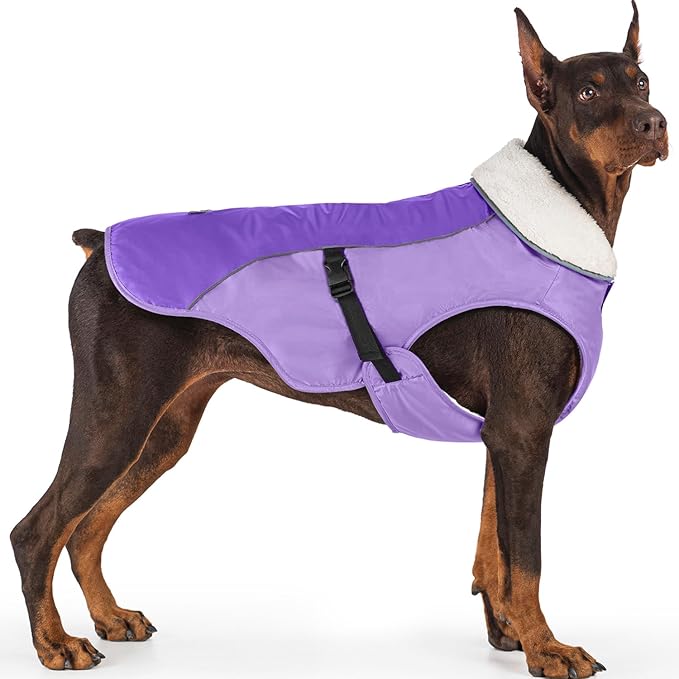 EMUST Dog Winter Coat, Thick Windproof Jacket, Purple, XXL