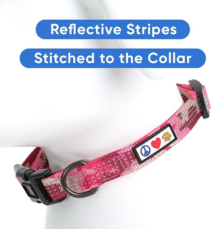 Pawtitas Reflective Dog Collar Adjustable Dog Collars for Small Dogs Puppy Collar Small Dog Collar Camouflage Pink Dog Collar