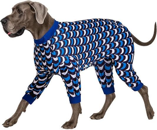 LovinPet Jammies for Large Dogs - Anti Licking & Anxiety Calming Dog Shirt, Lightweight Stretchy Summertime Print, Pitbull Shirt, Large Dogs Onesie, Pitbull Clothes, Dog Costume for Parties, Black L