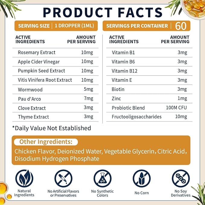 Flea and Tick Support for Dogs and Cats, Natural Flea & Tick Supplement with Probiotics Multivitamin, Supports Healthy Skin Coat & Digestion - All Breeds and Ages - Chicken