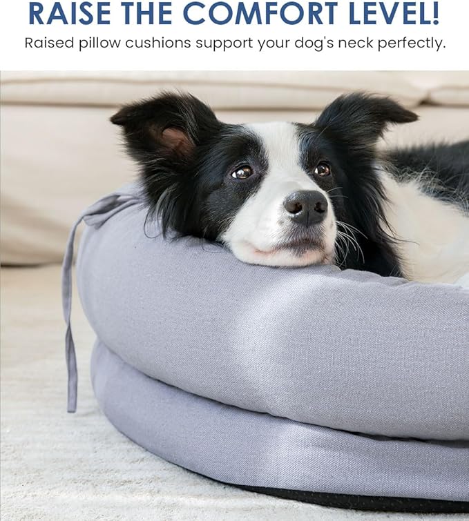Orthopedic Dog Bed for Large Dogs, Pet Sofa Bed with Egg Crate Foam, 4-Sided Bolster, Removable Washable Cover & Anti-Slip Bottom, X-Large Gray