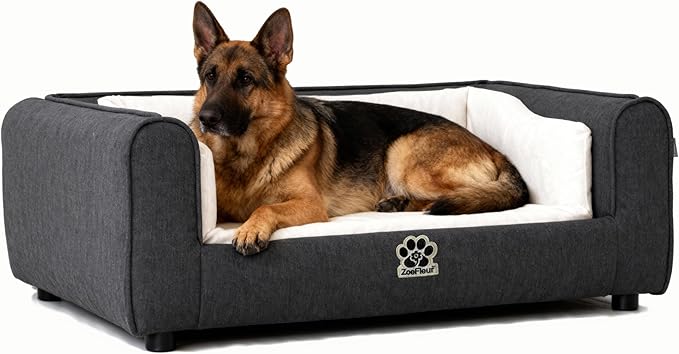 Modern high-Rise Dog Sofas are Designed for Small and Medium-Sized Pets, They are Plush Sofa beds for Cats and Small and Medium-Sized Dogs, and are Indoor pet Furniture(Grey)