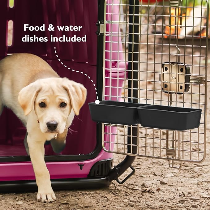 Mammoth Guardian Dog Kennel 36" Heavy Duty Travel & Outdoor Crate for Puppies, Small, Medium & Large Dogs, Secure 3 Bolt Lock, Adventure Ready for Hunting, Camping & Offroad – Pink Shock