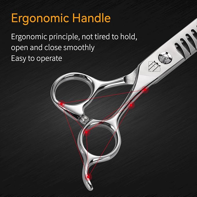 Dog Grooming Scissors: Professional Grooming Scissors for Pet High Precision CNC-Cut Blades, Silver (Chunker, 7")