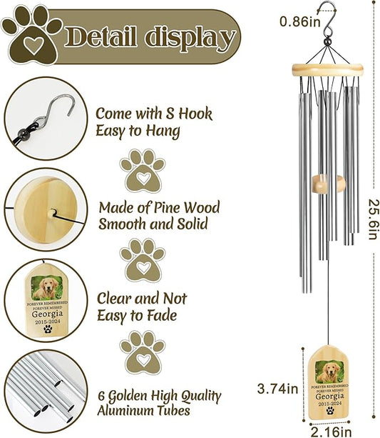 Pet Memorial Gifts, Personalized Pet Memorial Wind Chimes, Pet Loss Gifts, Dog Memorial Gifts for Loss of Dog, Pet Loss Sympathy Gift, Pet Remembrance Gift, in Memory of Pet - Forever Remembered
