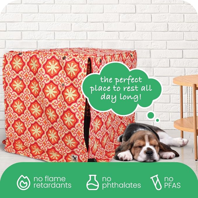 Molly Mutt Papillon Dog Crate Cover, 100% Cotton Canvas Cover with 2 Roll-Up Panels, Ideal for Dog or Cat Crate, Durable, Washable, and Free of Harmful Chemicals, 42" x 28" x 31"