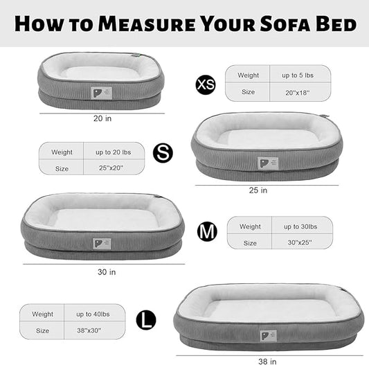Orthopedic Dog Bed for Large Dogs Sofa Bed with Egg Crate Foam Dog Couch Bed with Four-Sided Bolster, Removable Cover & Non-Slip Bottom Grey L