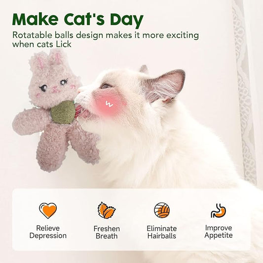 Gavpepy Cat Toys with Catnip Kitten Chew Bite Supplies Boredom Relief Fluffy Kitty Teeth Cleaning Chewing Cat Lovers Interactive Plush Gift (Tiger)