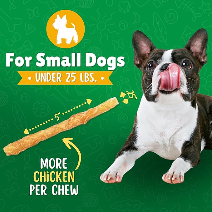Chicken Wrapped Rawhide Dog Treats – 40ct. Rawhide Chew Sticks – Long Lasting Chews for Small Dogs Made in The USA with Natural Chicken and Beef Hide