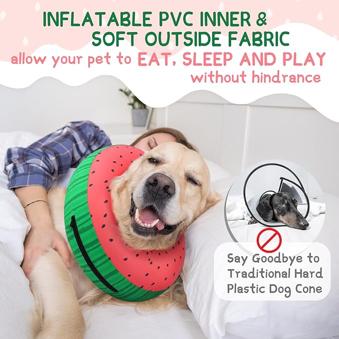 Supet Inflatable Dog Cone Collar Alternative After Surgery, Dog Neck Donut Collar Recovery E Collar, Soft Pet Cone for Small Medium Large Dogs