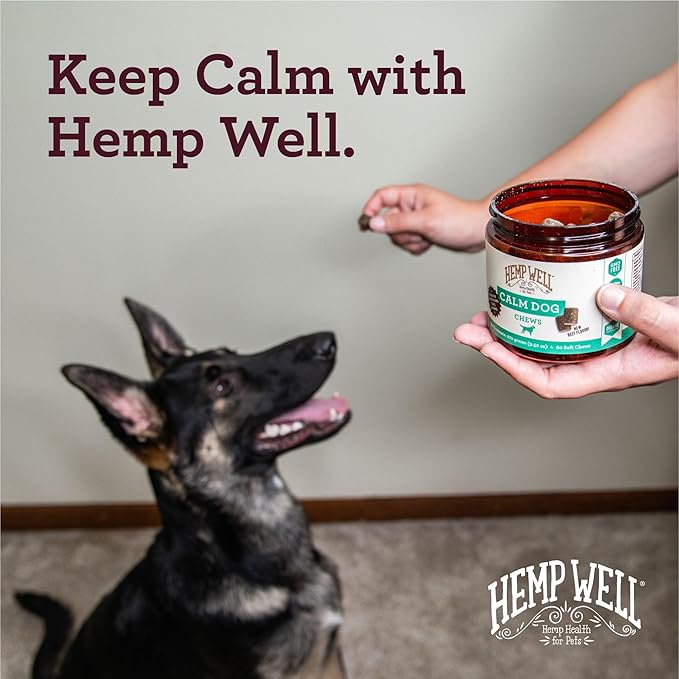 Hemp Well Calm Dog Soft Chews: 60 ct. Organic Hemp Infused with Melatonin - Calming Chews for Separation, Thunderstorms, and Stress - 1 Pack Chews