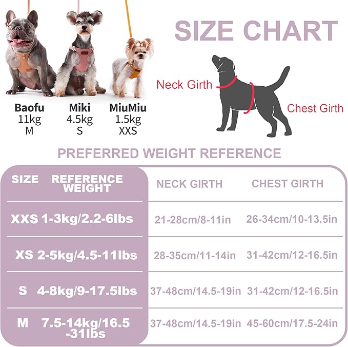 Puppytie No Pull Dog Harness with Multifunction Dog Leash,Soft Adjustable No Choke Escape Proof Pet Harness Vest for Medium Dogs,Polka dots Taro Purple,M