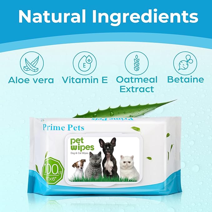 Prime Pets Dog Wipes for Paws and Butt, 600 Count, Pet Wipes for Dogs & Cats, 100% Fragrance Free, Deodorizing Puppy Wipes for Cleaning Face Eyes Ears Paws Teeth Body