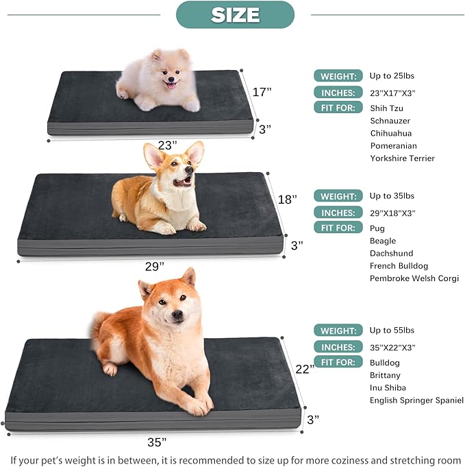 Vonabem Waterproof Small Dog Bed Crate Pad, 24 inch, Washable, Orthopedic, Anti-Slip Bottom, Cat Bed Kennel Pad, Dark Gray