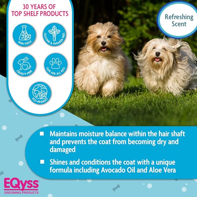 EQyss Avocado Mist Pet Spray Conditioner - Shines, Conditions, and Reduces Shedding, Weightless Leave in Spray - for Dogs, Cats, Puppies - Oil and Silicone Free, pH Balanced, USA Made (128 oz)
