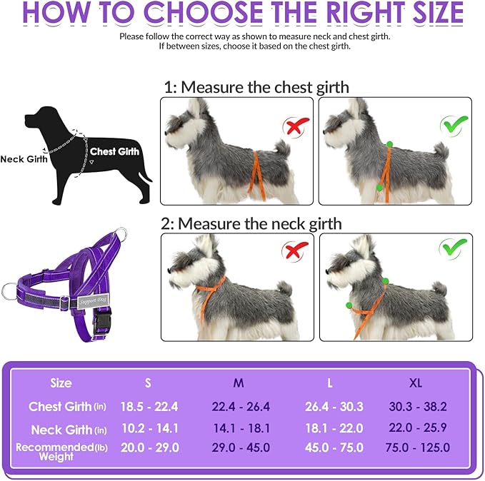 SlowTon No Pull Dog Harness - Heavy Duty Dog Harness and Leash Set for Medium Large Dogs, Reflective Tactical Harness with Soft Padded and Front Clip for Easy Walk and Training (PU, XL)